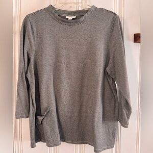 Pure Jill Black and White Striped Top